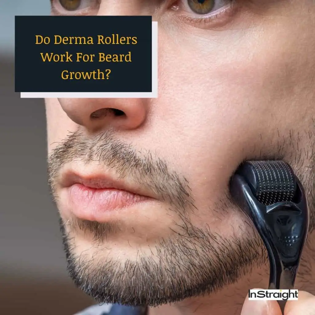 man using derma roller for his beard but do derma rollers work for beard growth?