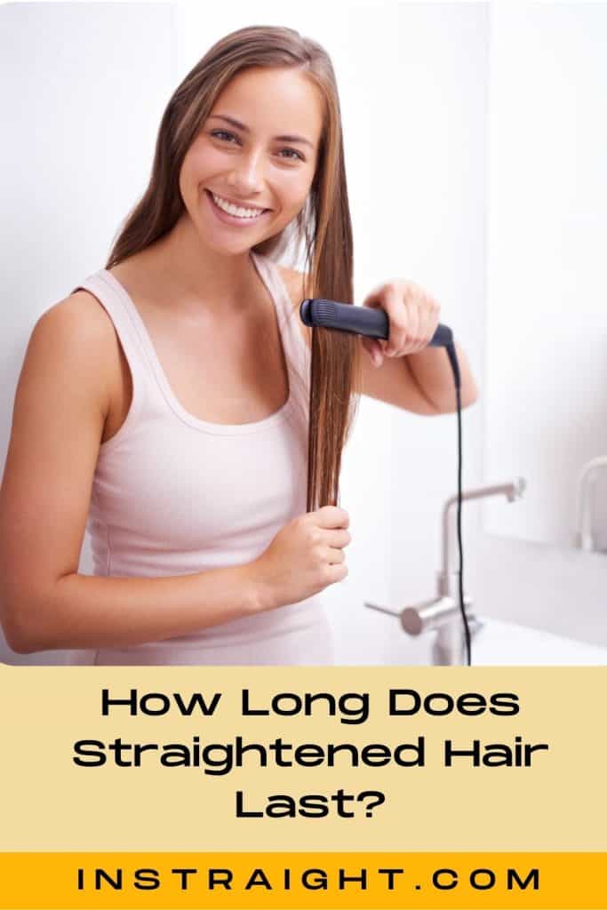 smiling lady straightening her hair