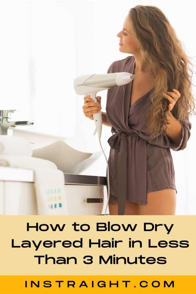 lady showing How to Blow Dry Layered Hair in Less Than 3 Minutes