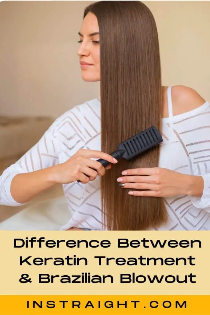 woman brushing her long, straight hair