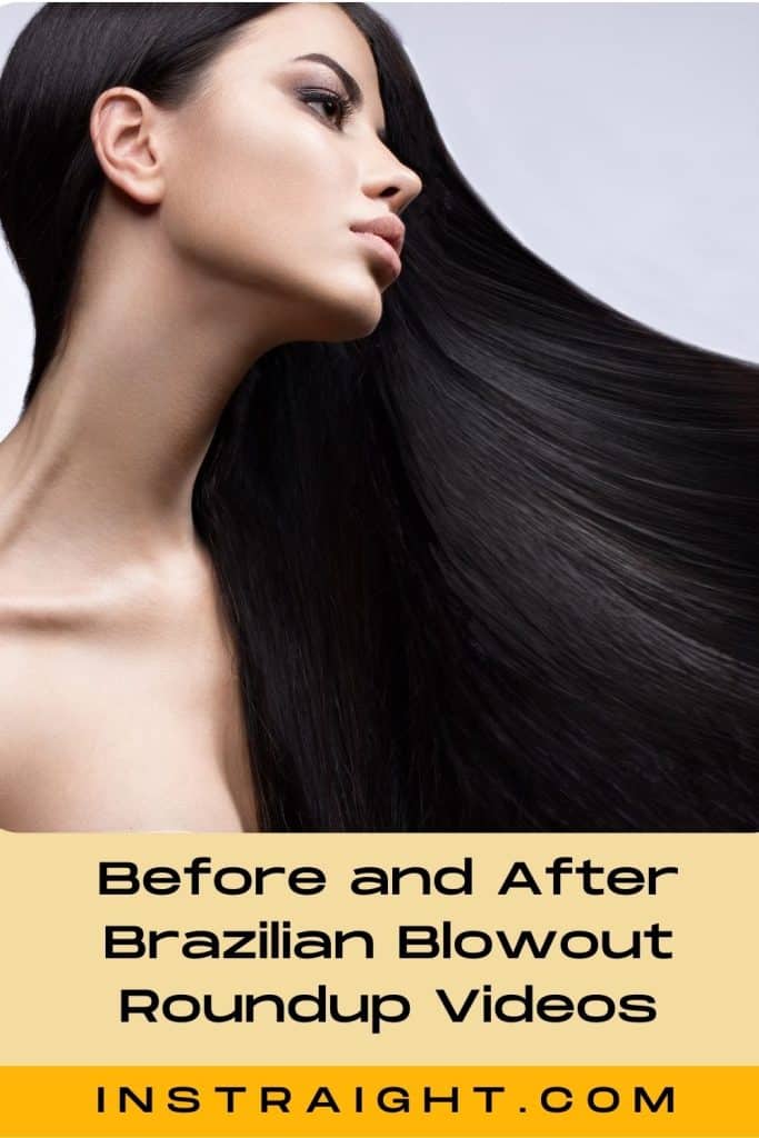 before and after brazilian blowout photo of a woman