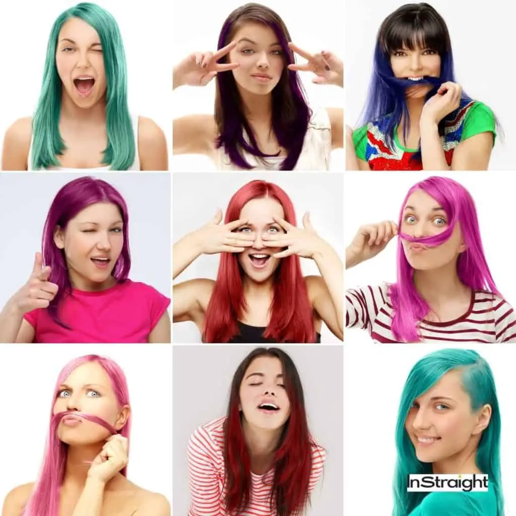9 ladies achieved different hair colors using Color-Depositing Conditioners