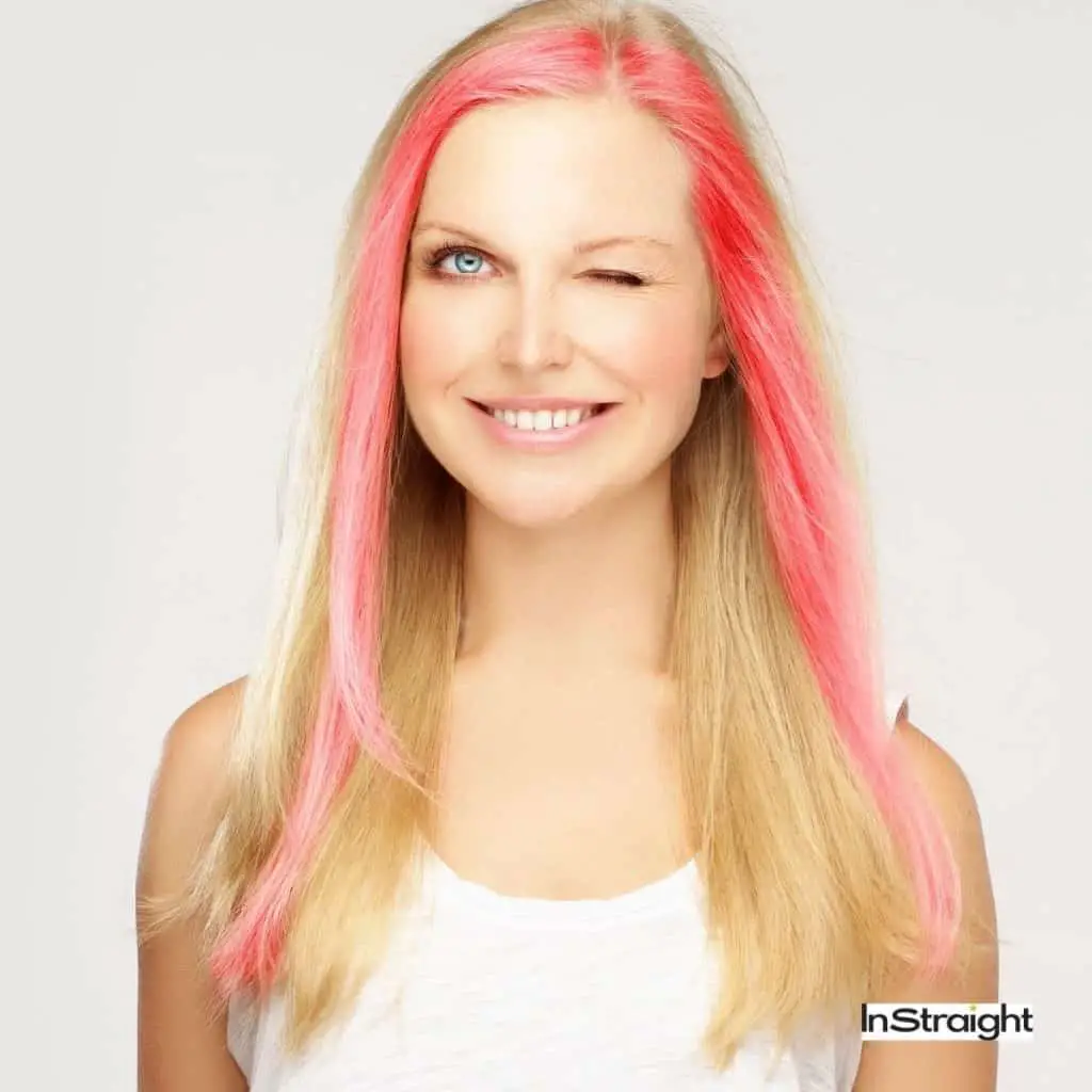 lady with blonde and pink hair