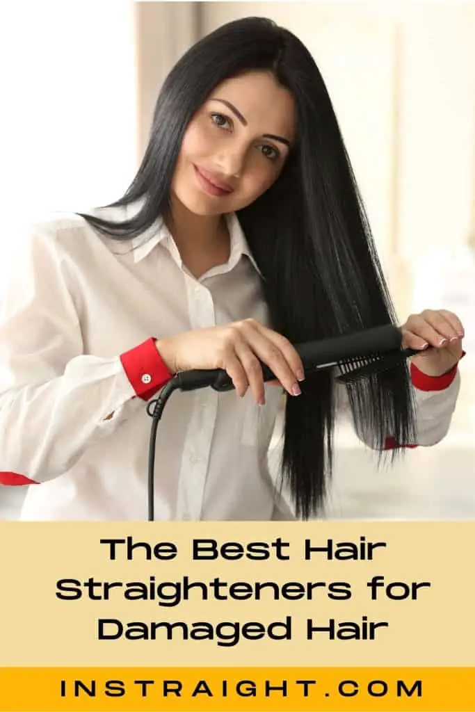 pretty woman using the best flat iron for damaged hair