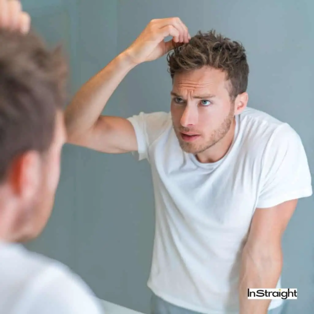 man concerned with his hair loss so how to tell if your hair is damaged for guys