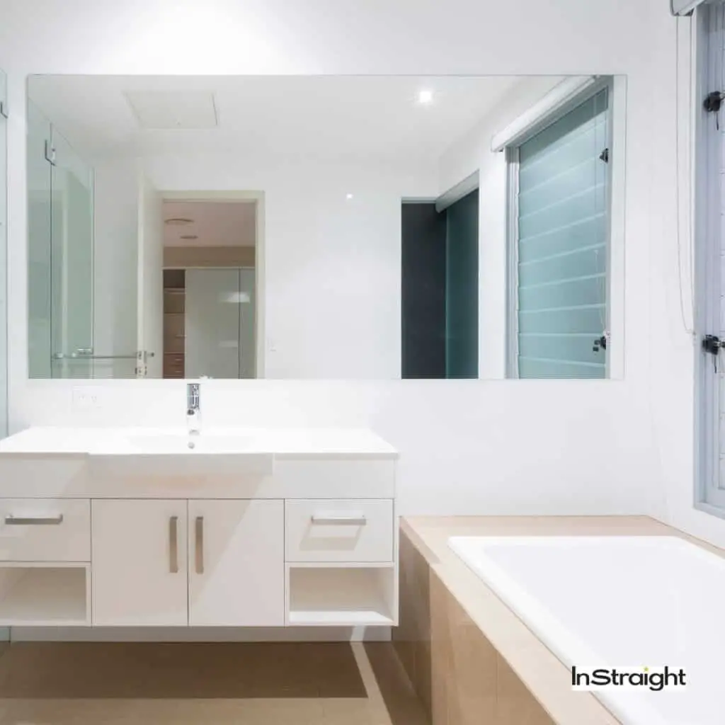 wide rectangular bathroom mirror