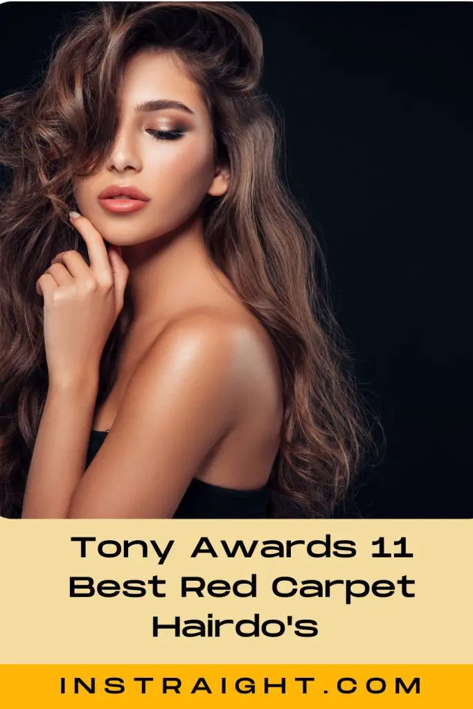 Lady with long beachy waves under Tony Awards 11 Best Red Carpet Hairdo's