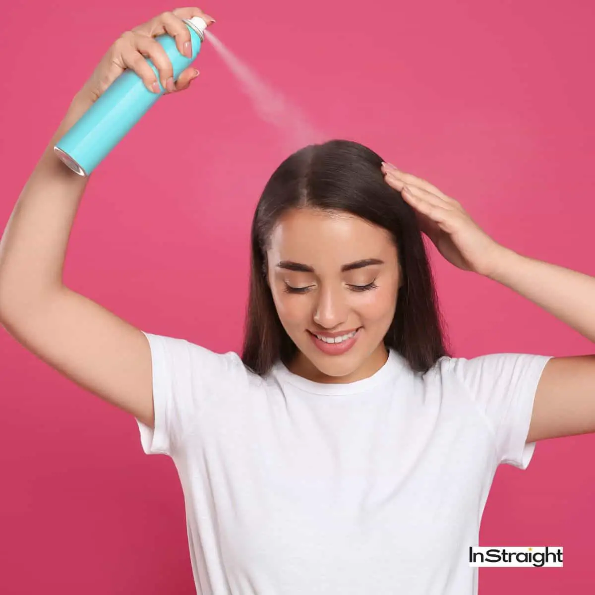 lady using Dry Shampoo on Keratin-Treated Hair