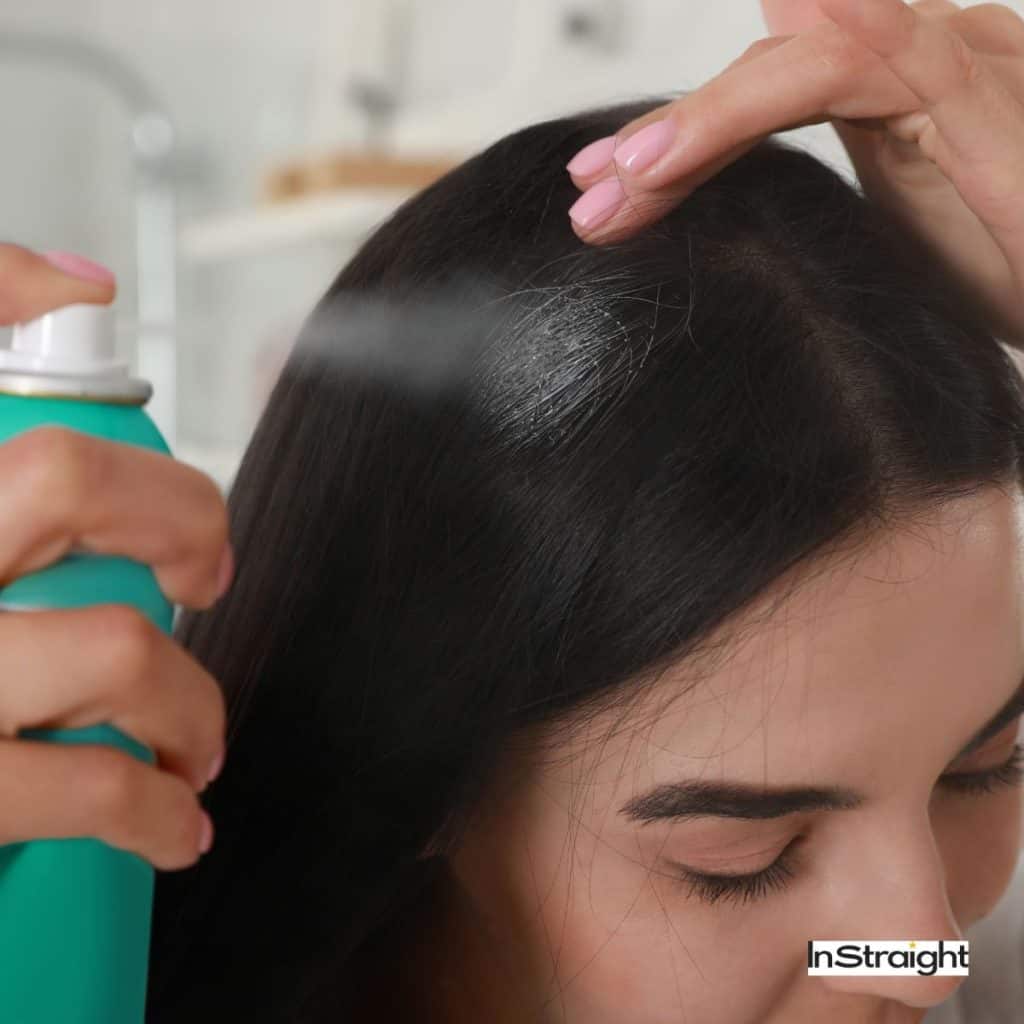 lady using Dry Shampoo on her Hair