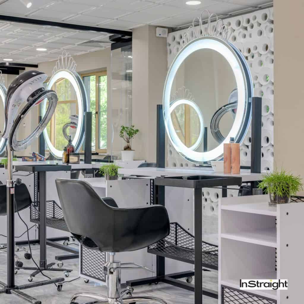 A lit mirror in a beauty shop under title Are Backlit Mirrors Good for Makeup?