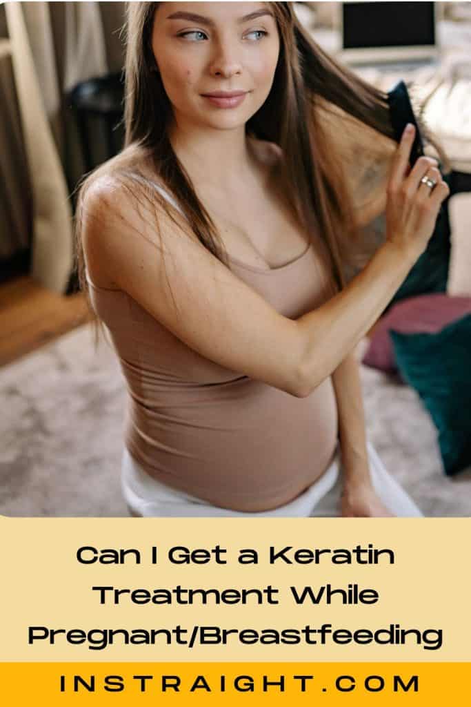 A pregnant lady combing her hair under title keratin when pregnant and or breastfeeding
