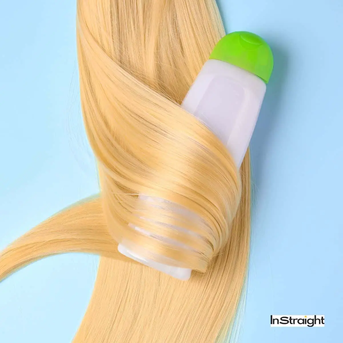 shampoo surrounded by blonde hair