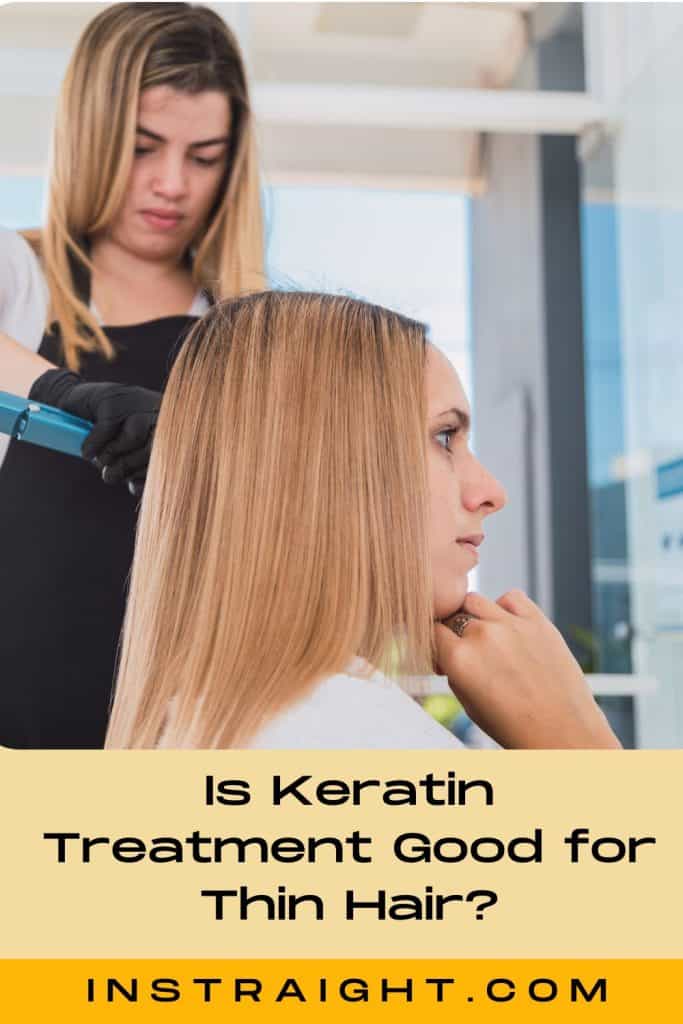 A lady at the salon getting hair treatment under tittle Is Keratin Treatment Good for Thin Hair?