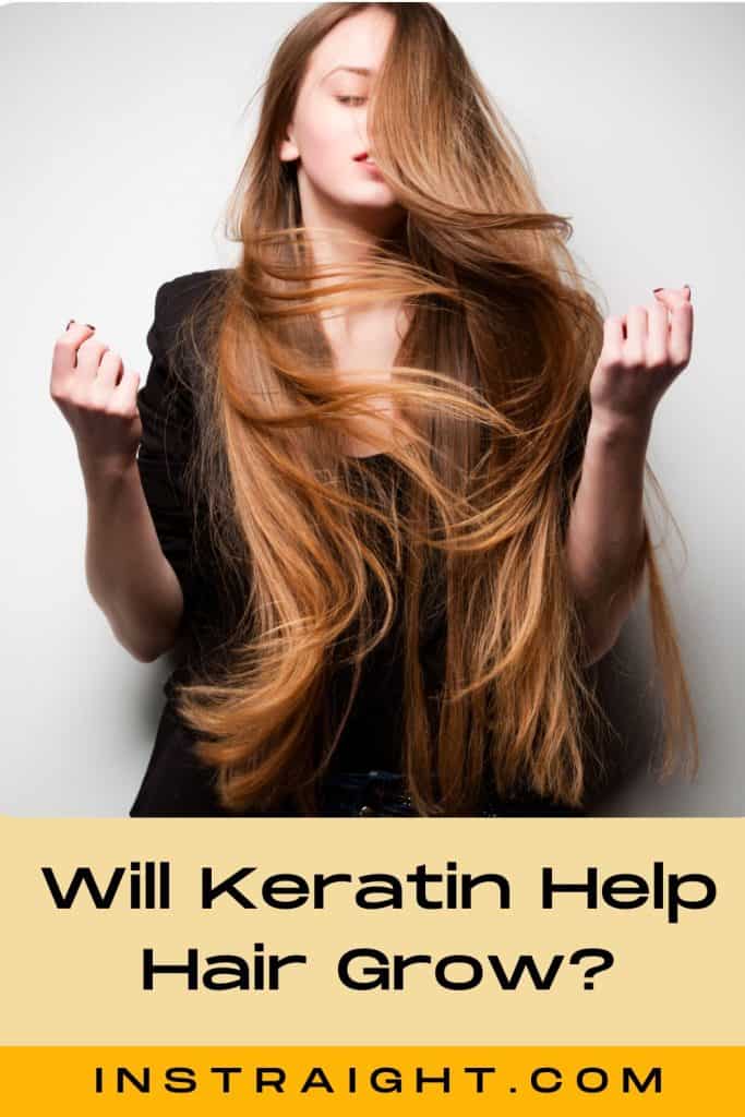 A beautiful lady with long thick hair under title Will Keratin Help Hair Grow?