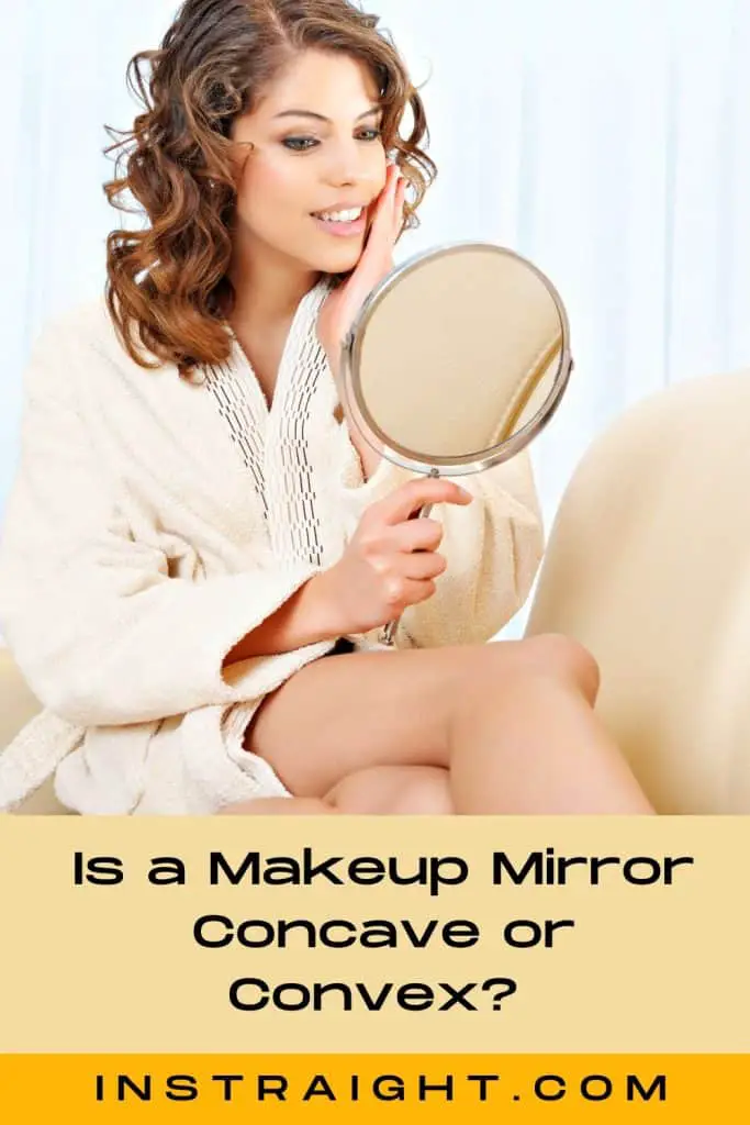 pretty lady looking at the makeup mirror