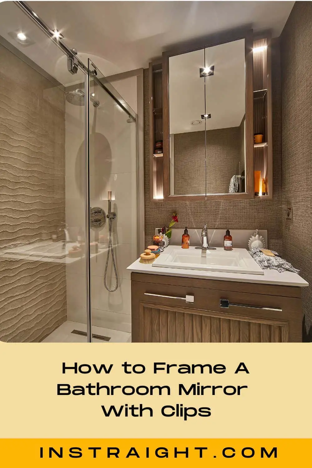 bathroom with a framed mirror